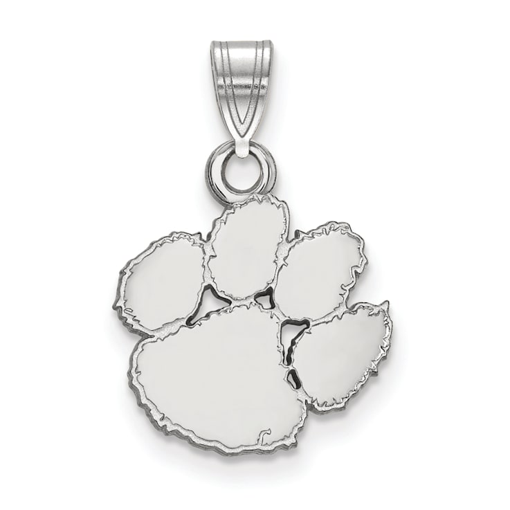 Rhodium Over Sterling Silver LogoArt Clemson University Small Pendant