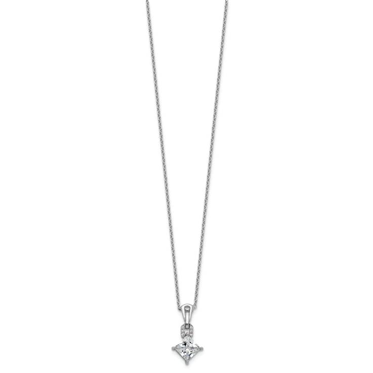 Rhodium Over Sterling Silver Polished Fancy Cubic Zirconia Link With 2
Inch Extension Necklace