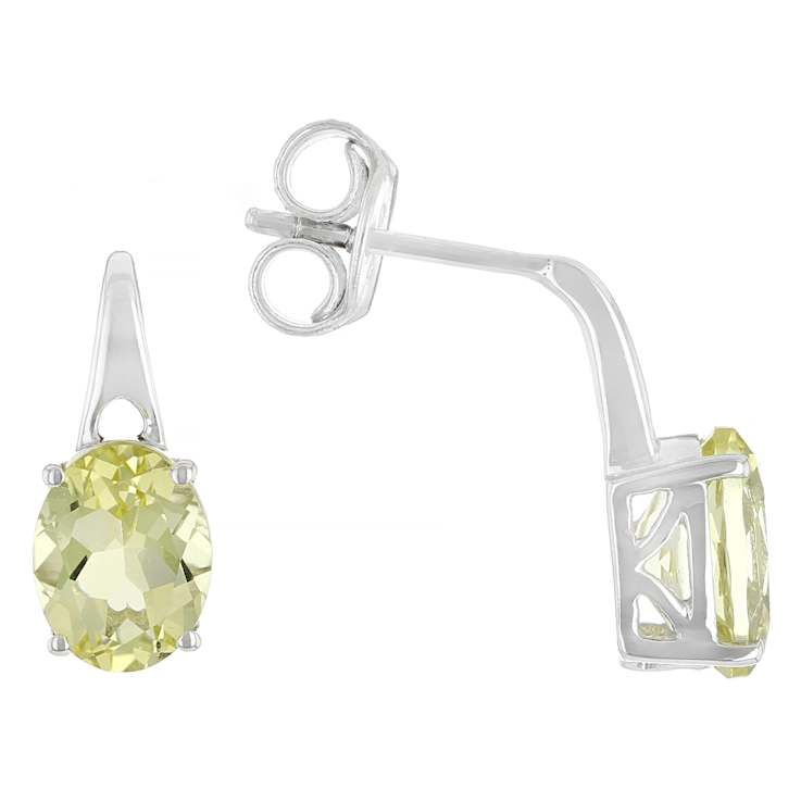 Lemon Quartz Drop Earrings In Sterling Silver