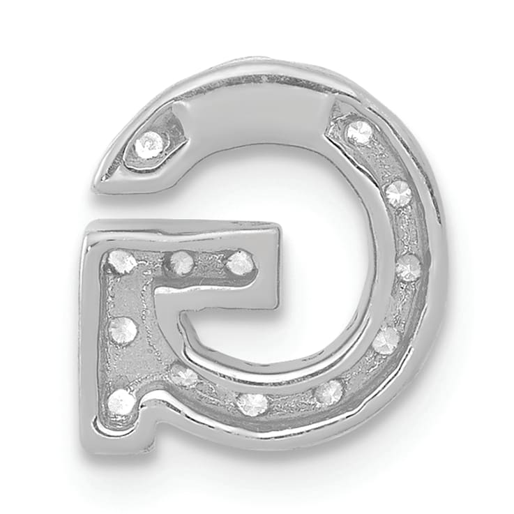 Rhodium Over 14K White Gold Diamond Letter G Initial Charm
