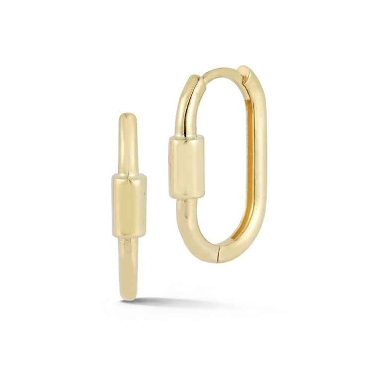 Bellissima Gold 14K Yellow Gold Lock Oval Hoop Earrings