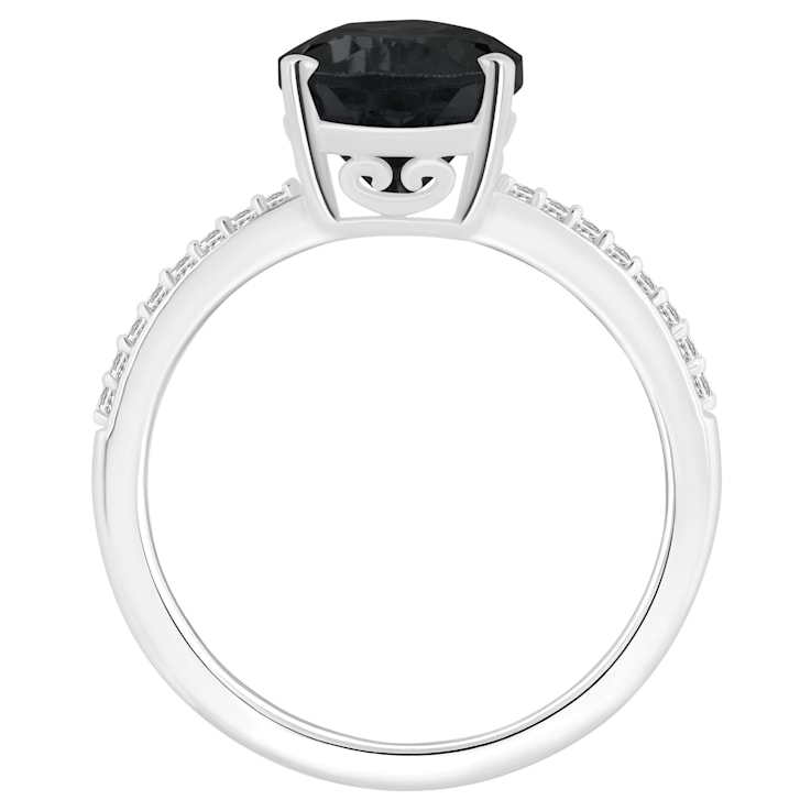 12x8mm Pear Shape Black Onyx and 1/10 ctw Diamond Rhodium Over Sterling
Silver Ring