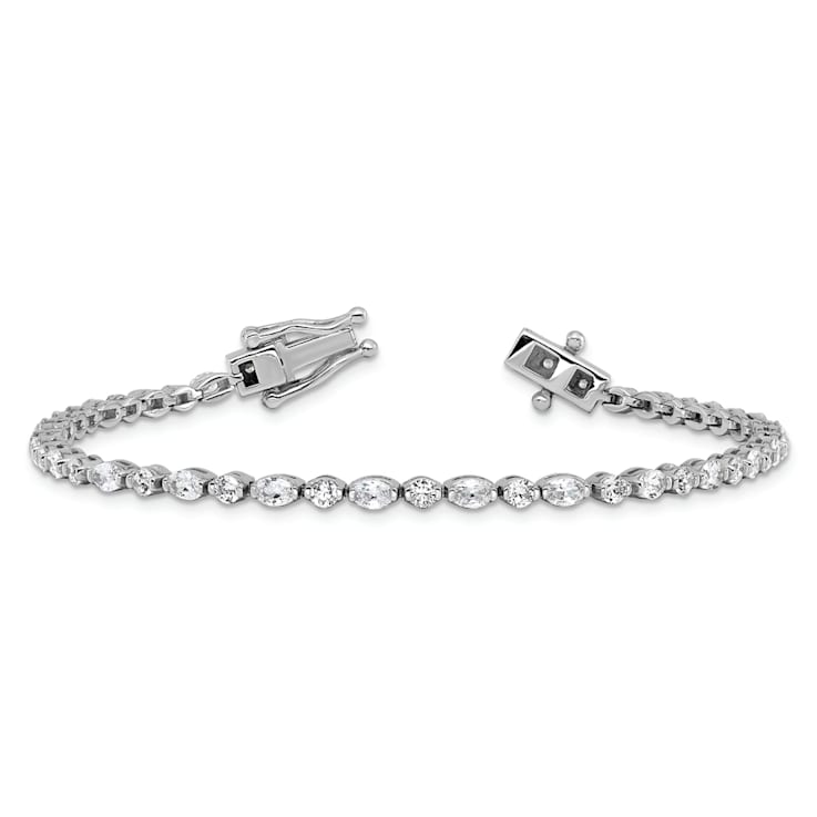 Rhodium Over Sterling Silver Polished Round and Oval Cubic Zirconia
Tennis Bracelet