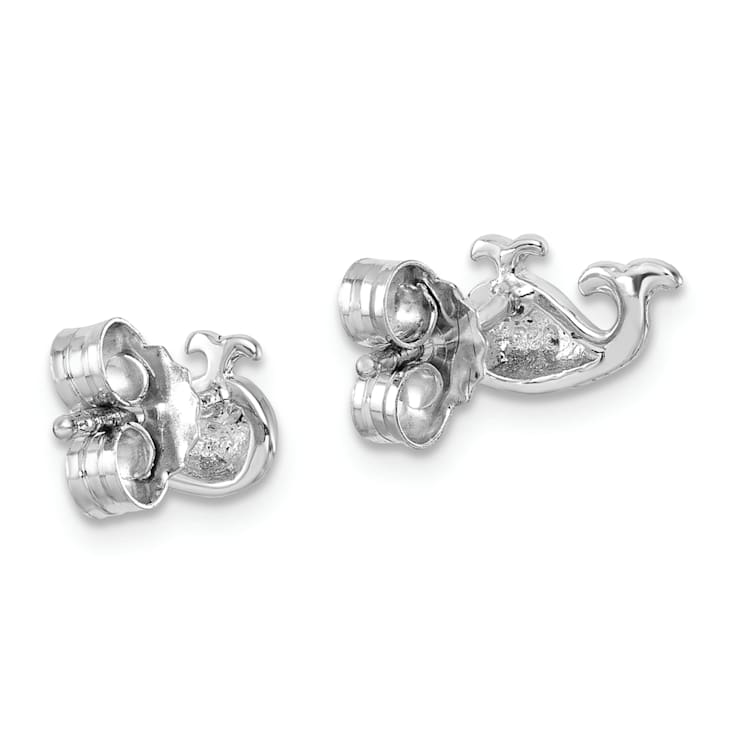 Rhodium Over Sterling Silver Polished Whale Post Earrings