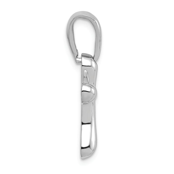 Rhodium over 14k White Gold Small Freeform Cross Pendant