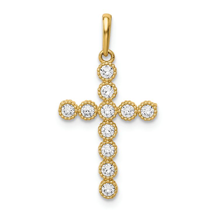 14k Yellow Gold Cubic Zirconia Cross Pendant