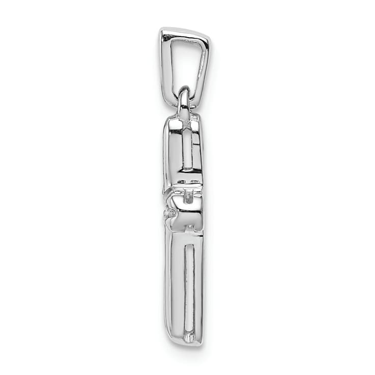 Rhodium Over 14k White Gold Diamond Latin Cross Pendant