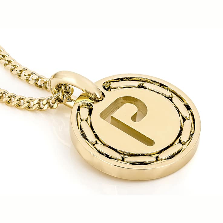 Cardano Initial P Pendant Necklace In 18K Gold Over Bronze