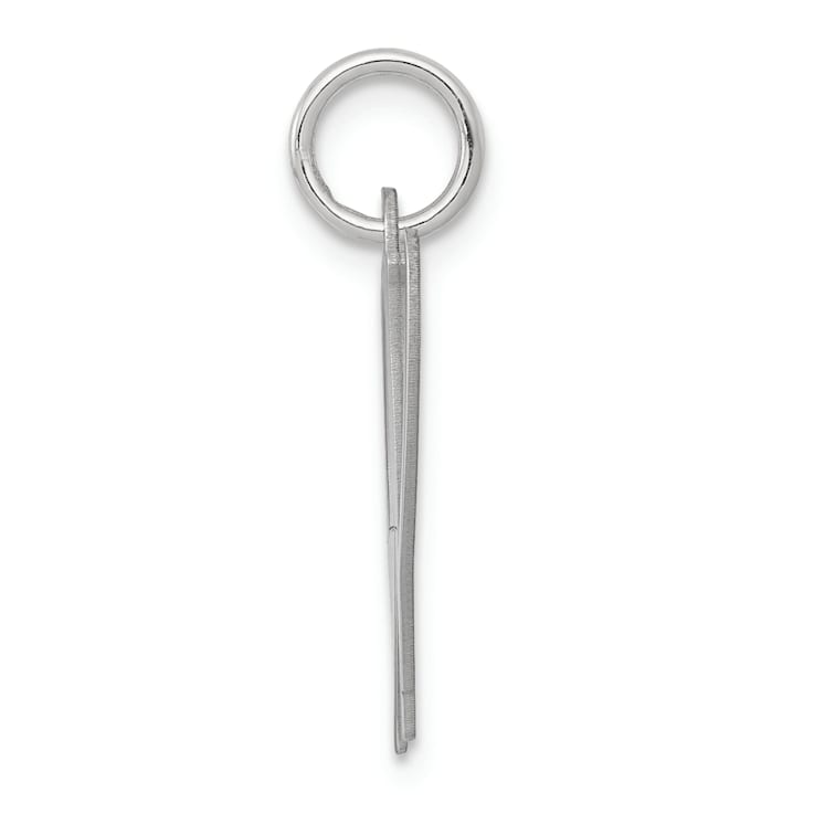 Rhodium Over Sterling Silver Fancy Script Letter W Initial Charm