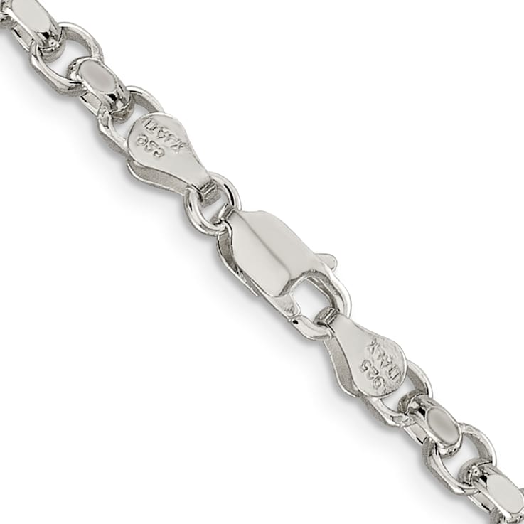Sterling Silver 4mm Diamond-cut Rolo Chain Bracelet