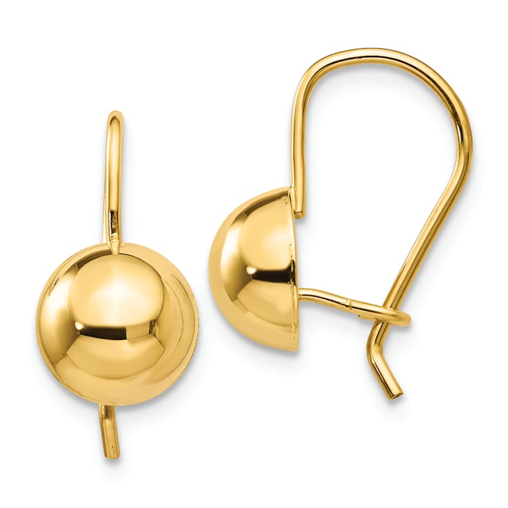 14K Yellow Gold Half Ball Dangle Earrings