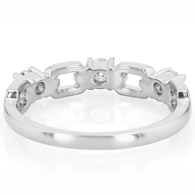 Moissanite And LInk Ring In Sterling Silver
