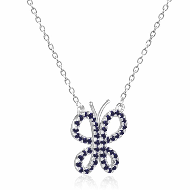 Sapphire Butterfly Sterling Silver Necklace