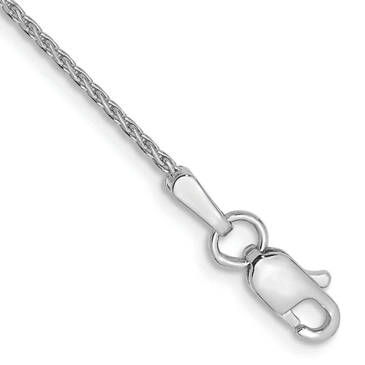 Rhodium Over 14k White Gold Parisian Diamond-Cut Wheat Link Bracelet