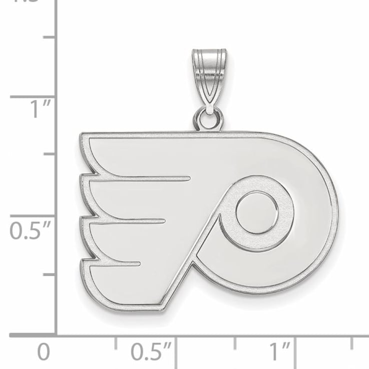 Rhodium Over Sterling Silver NHL LogoArt Philadelphia Flyers Large Pendant