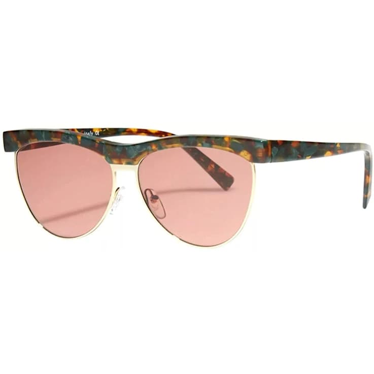 bob sdrunk LIZZIE Green Tortoise Gold Tone Frame / Light Pink Lens Sunglasses
