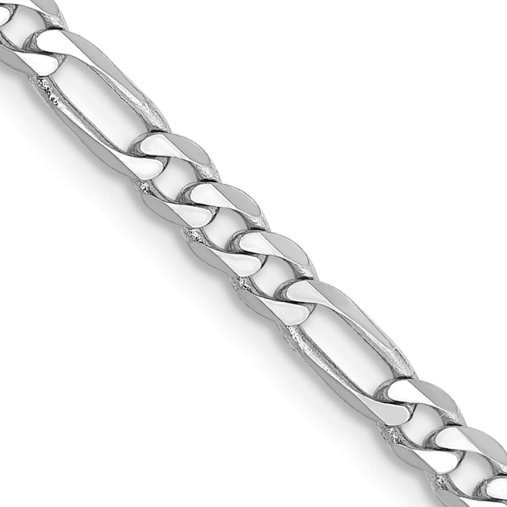 14K White Gold 3mm Flat Figaro Chain Necklace