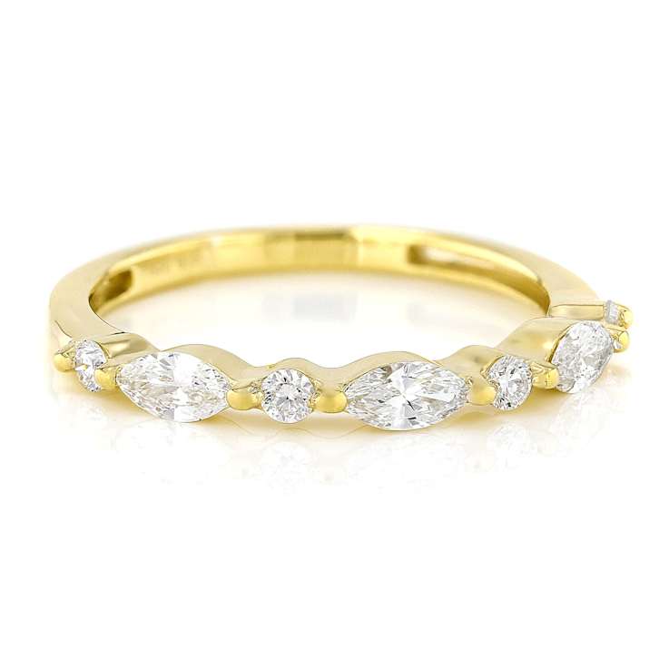 Lab-Grown Diamond Marquise And Round Ring In 14K Gold Over Sterling Silver
