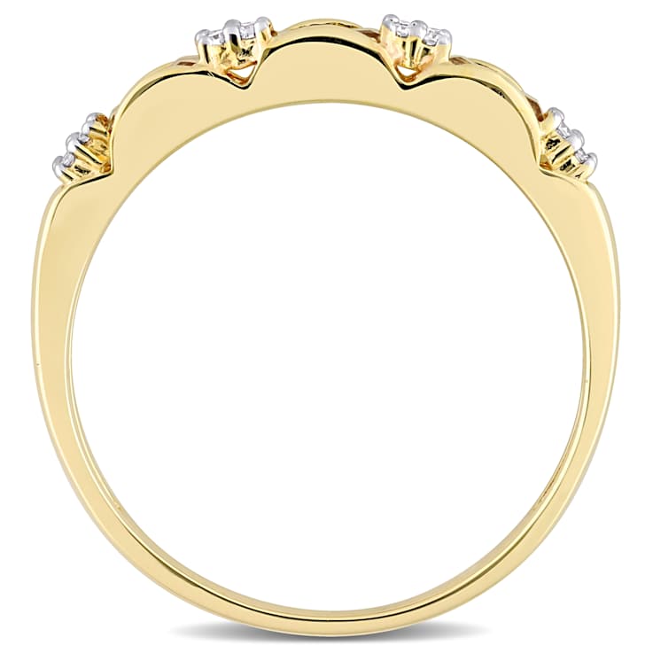 Citrine and Diamond 10K Yellow Gold Eternity Ring 0.43ctw