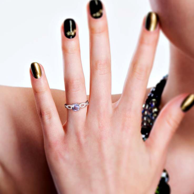 Tanzanite and Diamond 10K White Gold Ring 1.08ctw