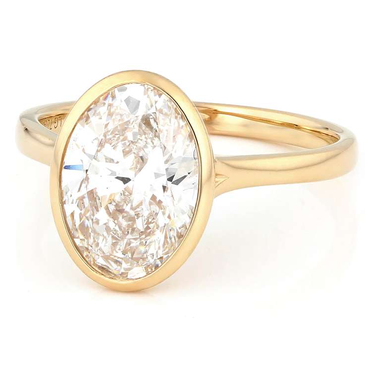 Oval Lab-Grown Diamond Solitaire Ring In Solid 14K Gold