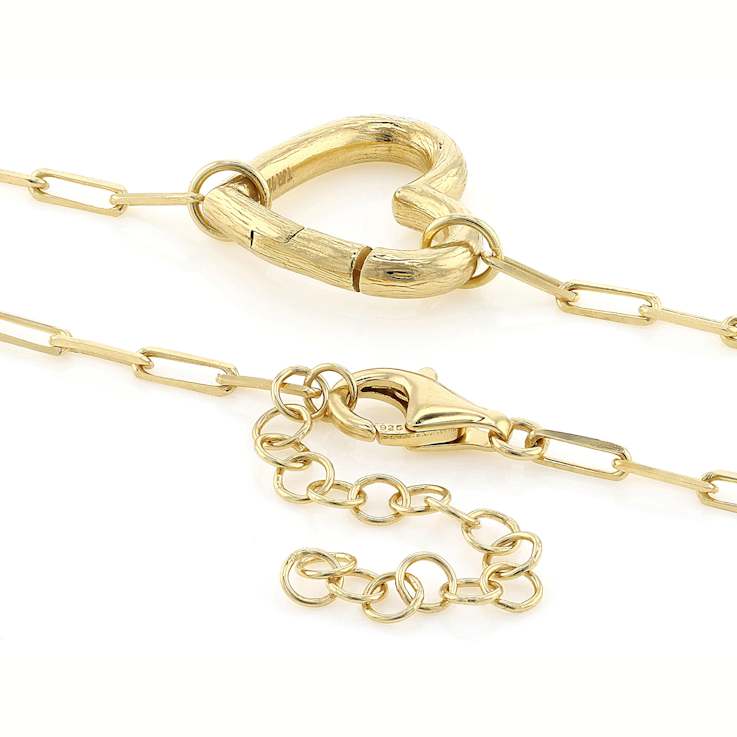 Heart Paperclip Pendant Necklace In 18K Gold Over Sterling Silver 2.3mm
18 Inch