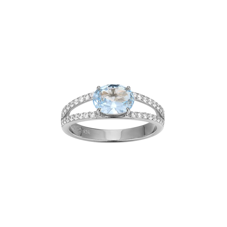 Blue Lab Created Blue Spinel And White Cubic Zirconia Platinum Over
Silver Ring 2.47ctw