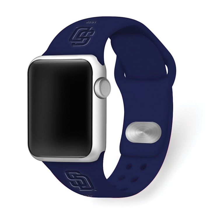 Gametime San Diego Padres Debossed Silicone Apple Watch Band (42/44mm
M/L). Watch not included.
