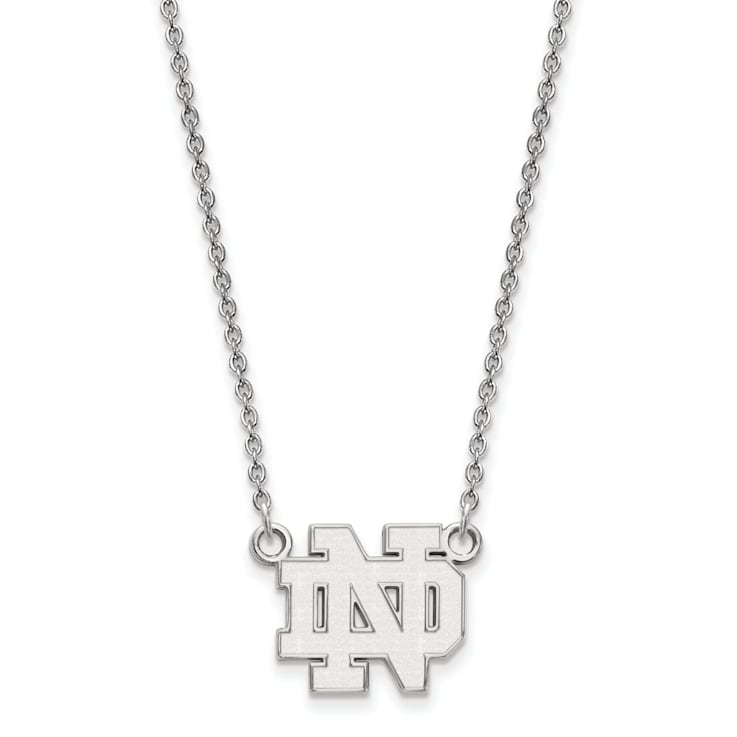 Rhodium Over Sterling Silver LogoArt University of Notre Dame Pendant Necklace