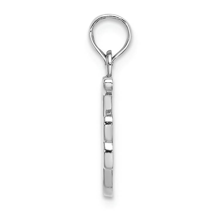 Rhodium Over 14k White Gold Polished Script Letter F Initial Pendant