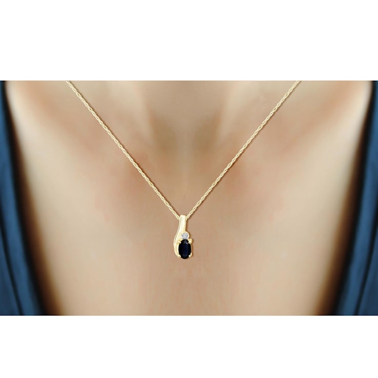 Black Sapphire 14K Gold Over Sterling Silver Pendant with Chain 0.28ctw