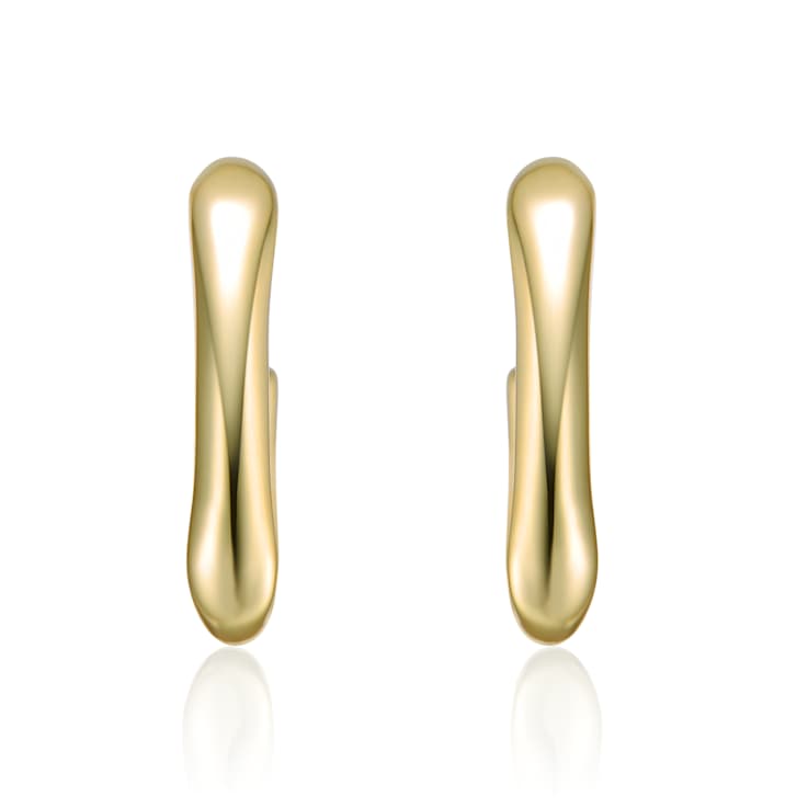 Geometric G-Shaped Hoop Earrings In 14K Gold Over Brass