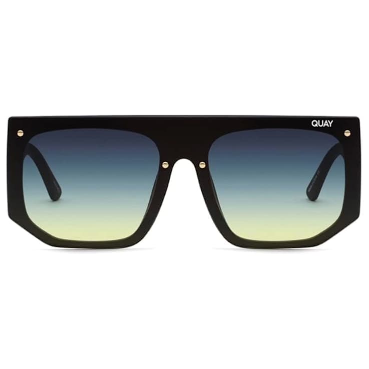 QUAY "FULLY BOOKED" Black Shield Frame / Smoke Green Lenses Sunglasses
