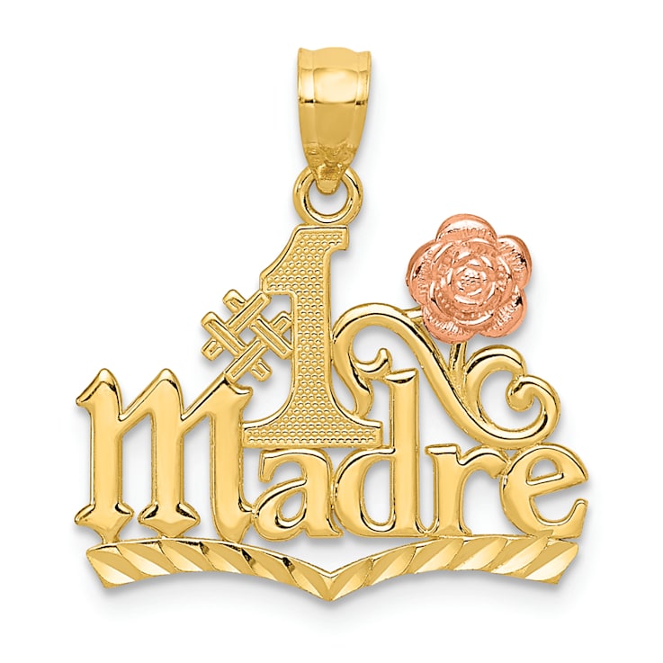 14k Yellow Gold and 14k Rose Gold Diamond-Cut and Textured #1 Madre Pendant