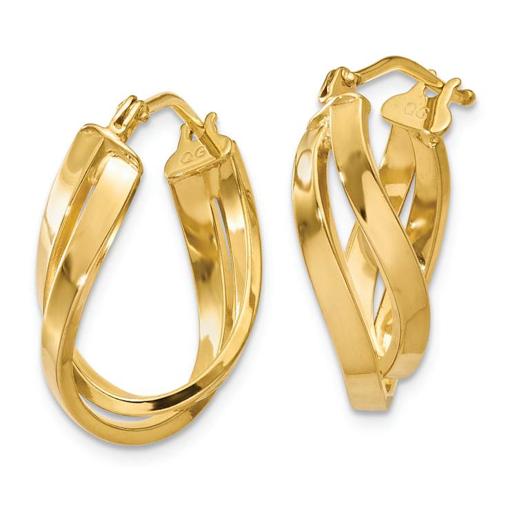 14k Yellow Gold 13/16" Twisted Hoop Earrings