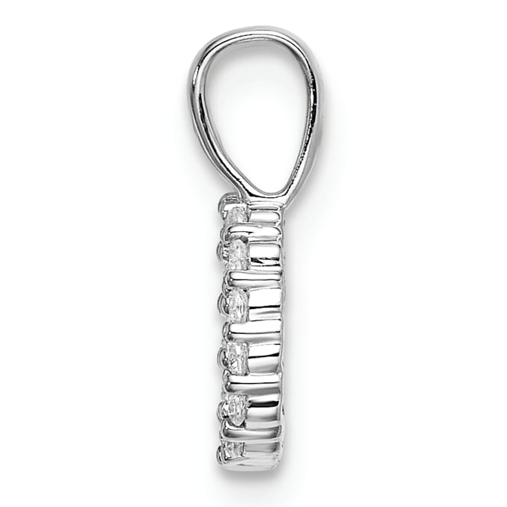 Rhodium Over 14K White Gold Lab Grown Diamond Letter D Initial Pendant