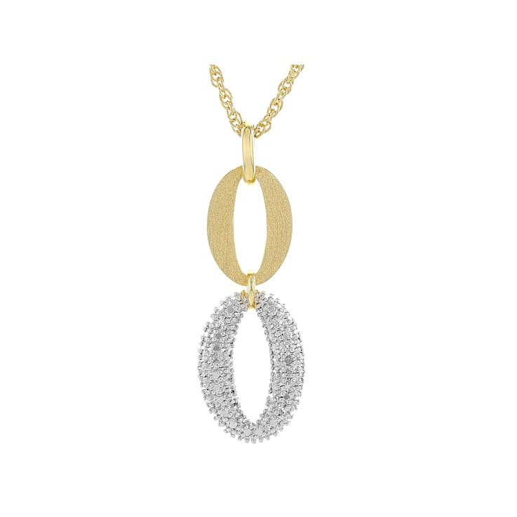 Diamond Oval Link Dangle Pendant Necklace