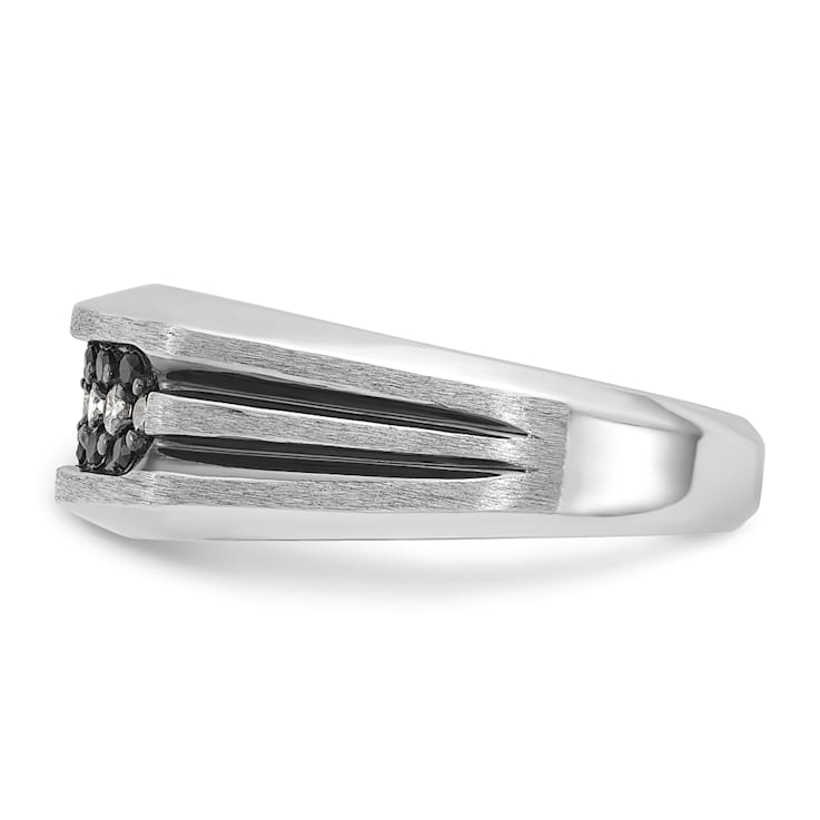 Rhodium Over 10K White Gold Men's Black and White Diamond Ring With
Black Rhodium 0.55ctw