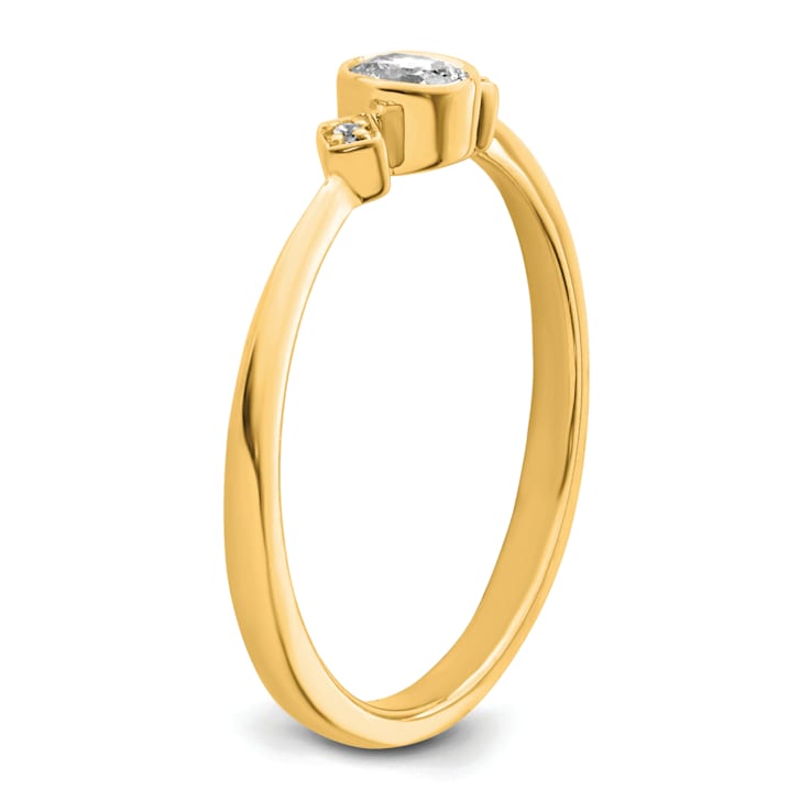 14K Yellow Gold Petite Oval Diamond Ring 0.16ctw