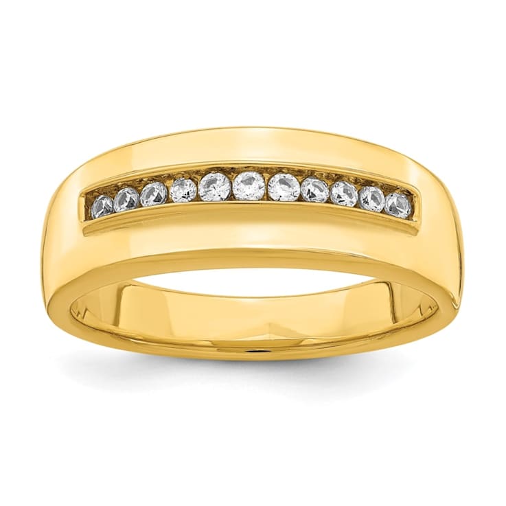 14K Yellow Gold Lab Grown Diamond Men's Band