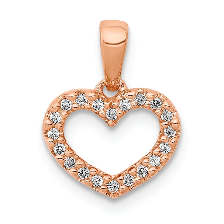 14k Rose Gold Diamond Heart Pendant