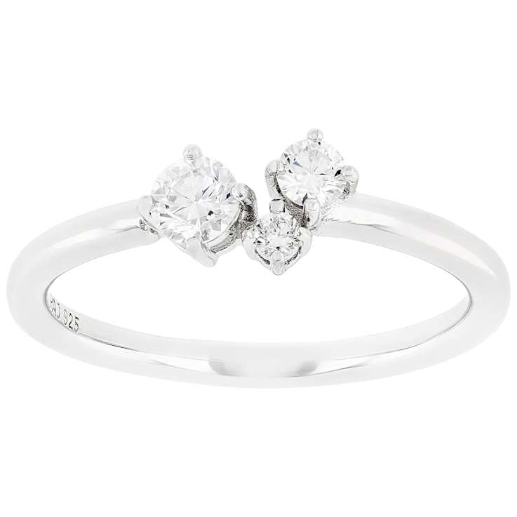 Symbolic Lab-Grown Diamond Three-Stone Ring In Sterling Silver