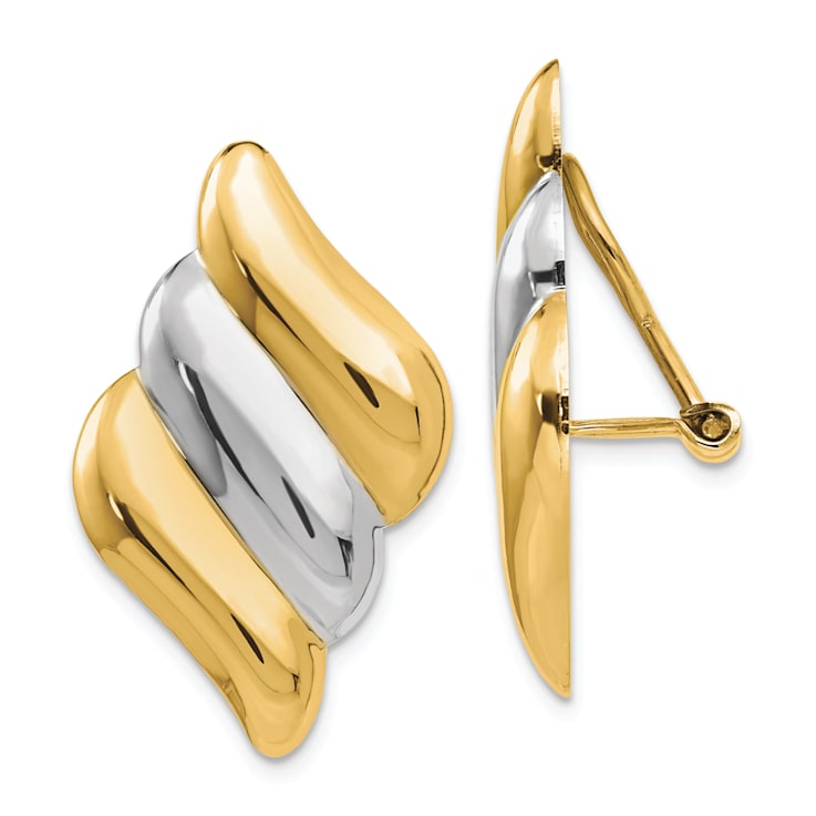 14K Two-tone Gold Non-pierced Stud Earrings