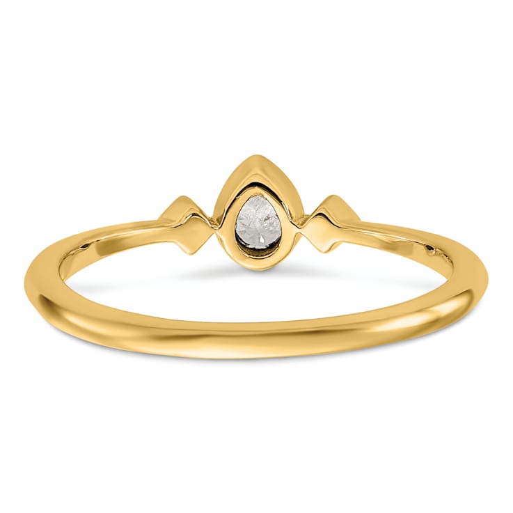 14K Yellow Gold Petite Pear Diamond Ring 0.13ctw