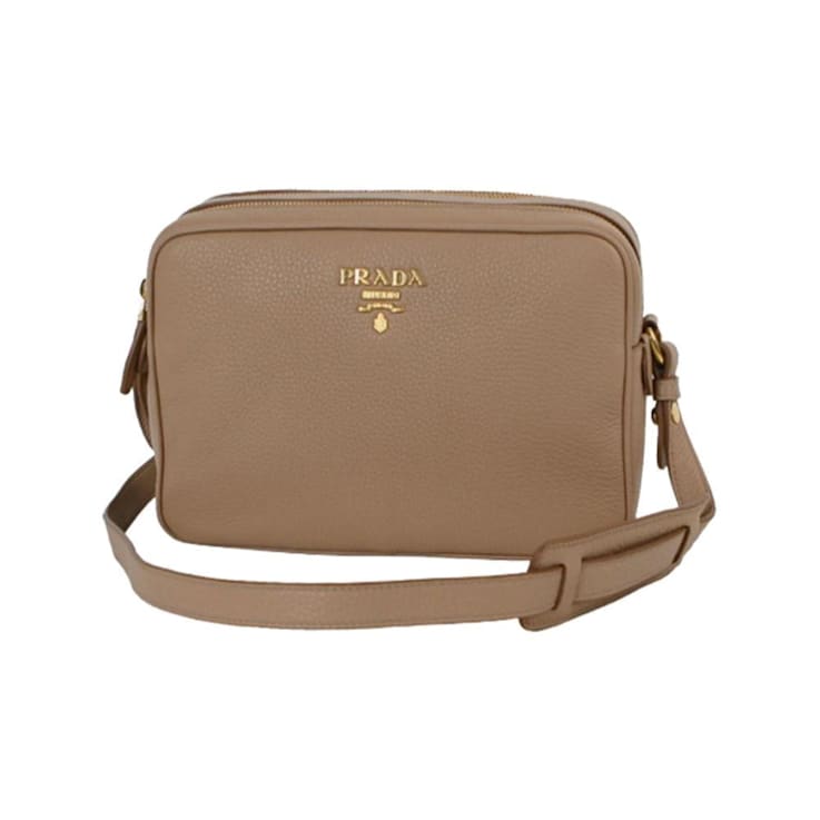 【コンビニ受取対応商品】 Prada Beige Bag Crossbody Zip Double Leather Phenix Vitello 財布