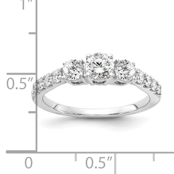Rhodium Over 14K White Gold Lab Grown Diamond SI1/SI2, G H I, 3-Stone
Engagement Ring