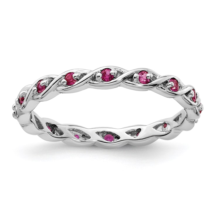 Sterling Silver Stackable Expressions Lab Created Ruby Ring 0.34ctw
