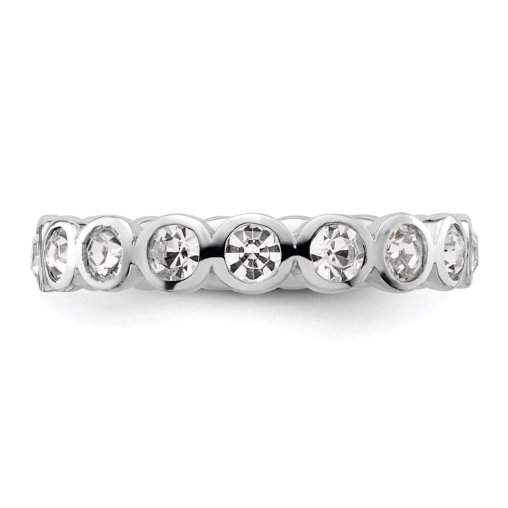 Sterling Silver Stackable Expressions White Crystal Ring