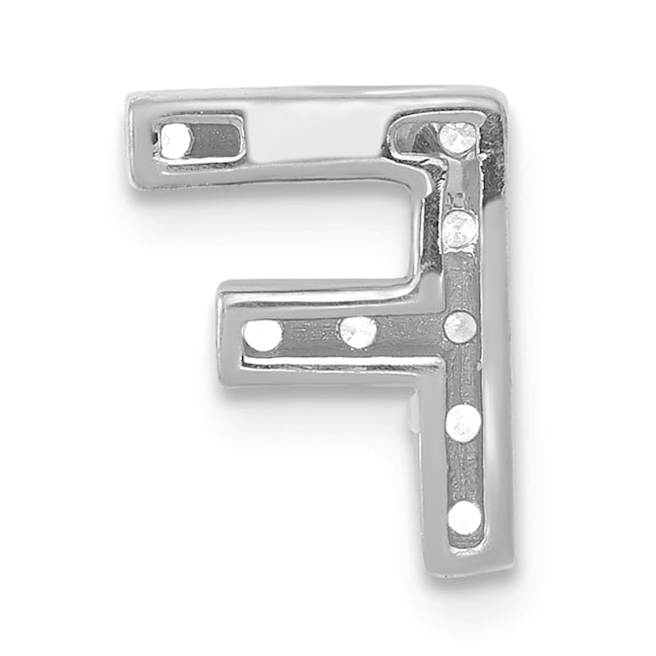 Rhodium Over 14K White Gold Diamond Letter F Initial Charm