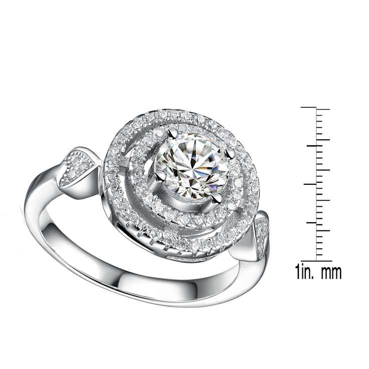 CZ Halo Ring In Sterling Silver